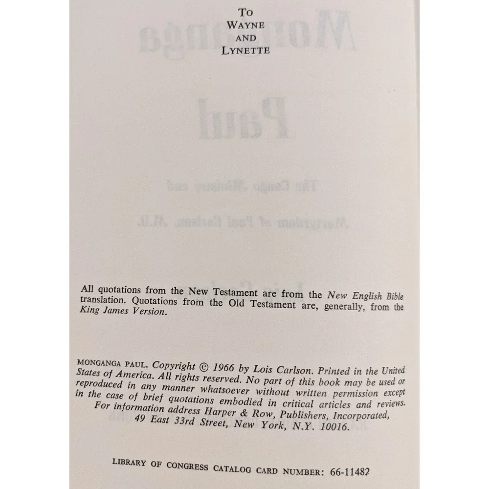 60s Monganga Paul Carlson Congo Ministry & Martyrdom Hardcover 1st Ed Ephemera